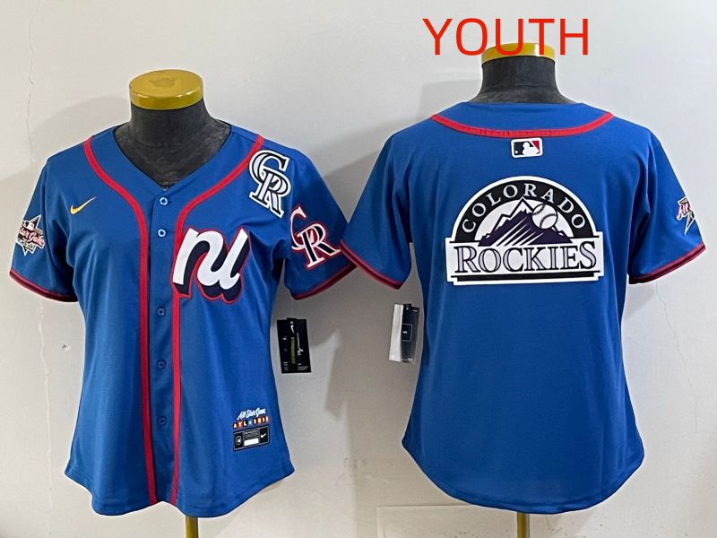 Youth 2025 Colorado Rockies Blank Blue All star Nike MLB Jersey style 05->youth mlb jersey->Youth Jersey